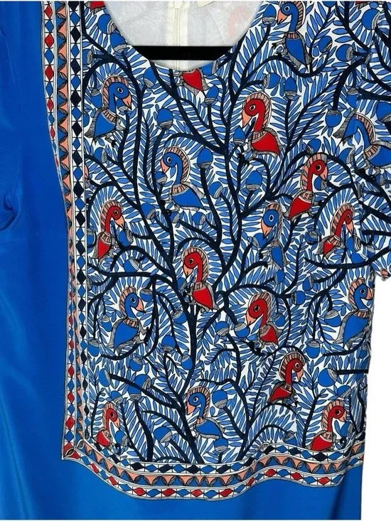 TORY BURCH Mallory Something Wild 100% Silk Printed Shift Dress - Picture 6 of 13